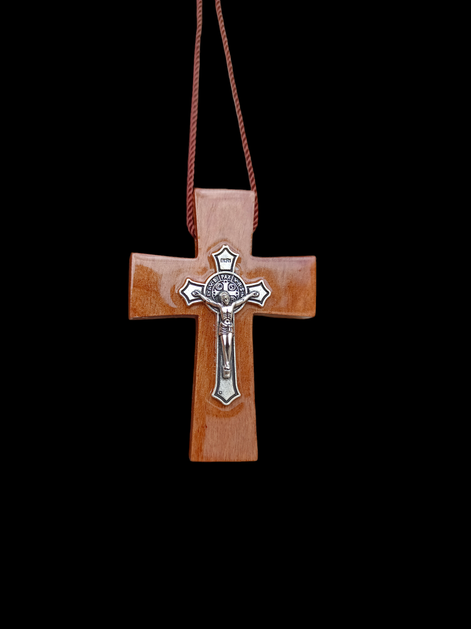 Cruz de madera con Cristo metálico